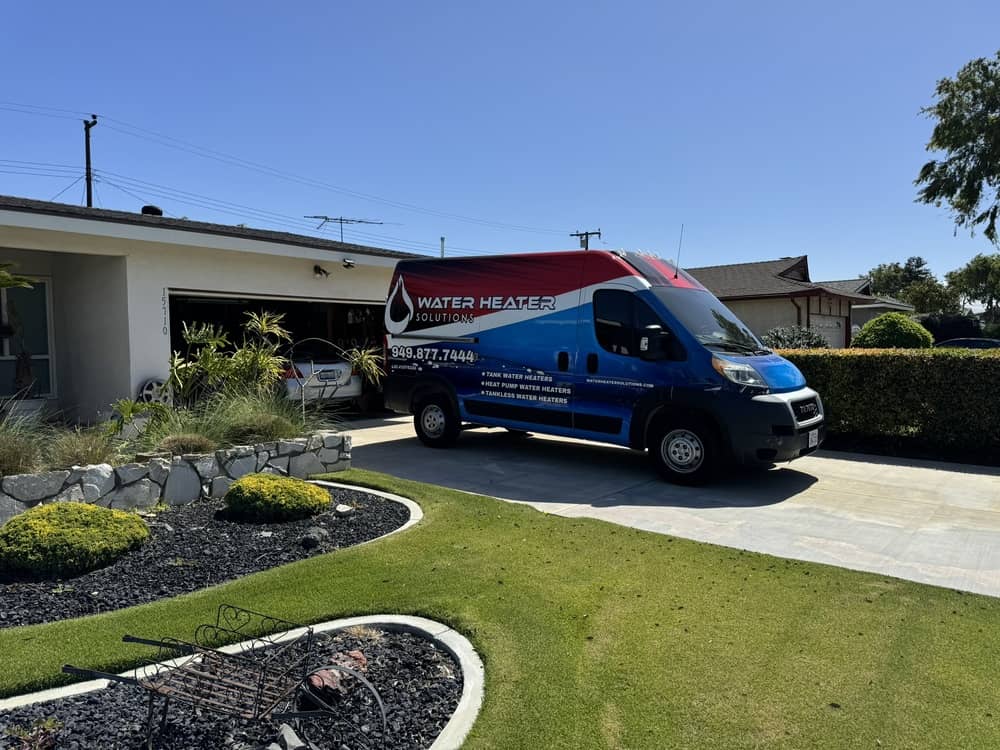 plumbing service van at residential property